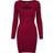 Urban Classics Ladies Cut Out Mini Knit Evening Dress - Ruby