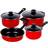 Gibson Home Chef Du Jour Red Cookware Set with lid 7 Parts