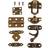 Creativ Company Minibeslag, stl. 16x19-21,5x31 mm, 15 set, antikguld
