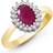 Jewelco London 9ct Diamond Ruby Classic Royal Cluster Ring 11mm