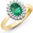 Jewelco London 9ct Diamond Emerald Classic Royal Cluster Ring 11mm