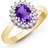 Jewelco London 9ct Diamond Amethyst Classic Royal Cluster Ring 11mm