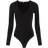 Express Body Contour Compression V-Neck Long Sleeve Bodysuit - Pitch Black