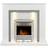 Adam Genoa Fireplace in Pure White & Grey with Downlights & Eclipse Electric Fire in Chrome, 48 Inch