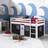 Homestyle4u Loft Bed with Curtain 96.5x207.5cm
