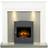 Adam Honley Fireplace in Pure White & Grey with Oslo Electric Inset Stove in Black, 48 Inch