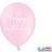 PartyDeco Lyserød balloner med hvid tekst happy birthday 30 cm 50 stk
