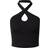 Urban Classics Ladies Rib Knit Crossed Neckholder Top - Black