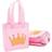 Blue Panda Princess Birthday Party Favor Bags, Small Pink Totes (6.5 x 7 x 1.77 In, 24 Pack)