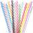 Dakoufish 12 Piece 11 Inch Reusable Plastic Thick Drinking Straws BPA Free Mason Jar Straws Transparent Small Stripe (11inch, Mix 12color)