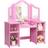 Costway Girl's Vanity Table Set Makeup Dressing Study Table Tri Folding Mirror