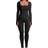 OQQ Ribbed Long Sleeve Sport Jumpsuits - Black