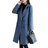 Bankeng Women Winter Wool Blend Camel Mid-Long Coat - Blue