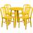 Flash Furniture Thomas Commercial Grade 24" Round Yellow Metal Indoor-Outdoor Table Slat Patio Dining Set