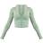 PrettyLittleThing Acid Wash Khaki Seamless Ribbed Zip Up Cropped Sports Jacket