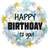 Folat folie ballon happy birthday to you stars blue/gold. 45 cm