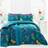 Teal, King Dreams & Drapes Ingrid Floral Print Duvet Cover