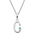 Gemondo Initial C Emerald Letter Charm Necklace - Silver/Green