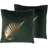 Beliani Shumee 2 decorative cushions leaf Komplet pyntepude Guld, Grøn (45x45cm)