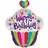 Kaleidescape Foil Balloons Happy Birthday Cupcake 51cm