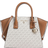 Michael Kors Avril Small Logo Top-Zip Satchel - Vanilla/Acorn