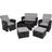 tectake black Garden rattan Outdoor Lounge Set, Table incl. 2 Chairs