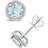 Affinity Sterling Aquamarine 1/8 ct tw Diamond Halo Stud Earrings 000