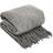 Highams Teased Wool Soft Knit Tassel Fleece Blankets Silver, Grey