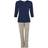 Lady Avenue Bamboo Pyjamas Three Quarter Sleeve Navy pattern