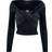 Urban Classics Ladies Velvet Rib Crossed Off Shoulder Longsleeve Långärmad tröja Herr svart
