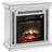 Benjara LED Electric Fireplace with Faux Diamond Inlays, Silver- Saltoro Sherpi