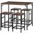 Homcom Industrial L-Shaped Rustic Brown/Black Dining Set 60x100cm 5pcs