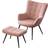 Pink with Footstool, Linen Vera Armchair