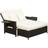 OutSunny Polyrattan Lounge Soffa Trädgård 2-Sits Med Dyna Pall Brun