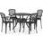 vidaXL 5 Piece Cast Aluminium Black Bistro Set, 1 Table incl. 2 Chairs