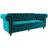 Dorel Felix Chesterfield Teal Sofa 227.3cm 3 Seater