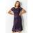 Roman Metallic Lace Sequin Midi Dress - Purple