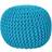 Homescapes Teal Blue Knitted Footstool Pouffe