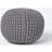 Homescapes Grey Knitted Cotton Footstool Pouffe