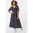 Roman Curve Ditsy Floral Print Midi Dress