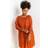 Roman Curve Chiffon Shimmer Stripe Smock Dress - Orange