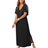 Jessica London Women's Stretch Knit Cold Shoulder Maxi Dress Plus Size - Black