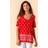 Roman Paisley Border Print Cold Shoulder Top - Red