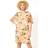 Roman Lemon Print Angel Sleeve Dress