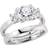 Jewelco London Wedding Band Bridal Rings Set - Silver/Transparent