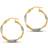 Jewelco London 9ct 2-Colour Gold Ice Glitter Twist 3mm Hoop Earrings 25mm