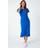 Roman Ruffle Sleeve Belted Cotton Midi Dress - Royal Blue