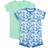 Hanes Zippin Baby Knit Zipper and 4-Way Stretch Short Sleeve Rompers - Blue Green Assorted