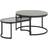 Act Nordic Spiro Round Black Marble Oval Smoked Melamine Glass Top Set of 2 Coffee Table 2pcs