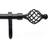 Essential Black Curtain Pole Extendable 168 cm to 304 cm Single Curtain Pole with Swirl Finials & Bracket Set